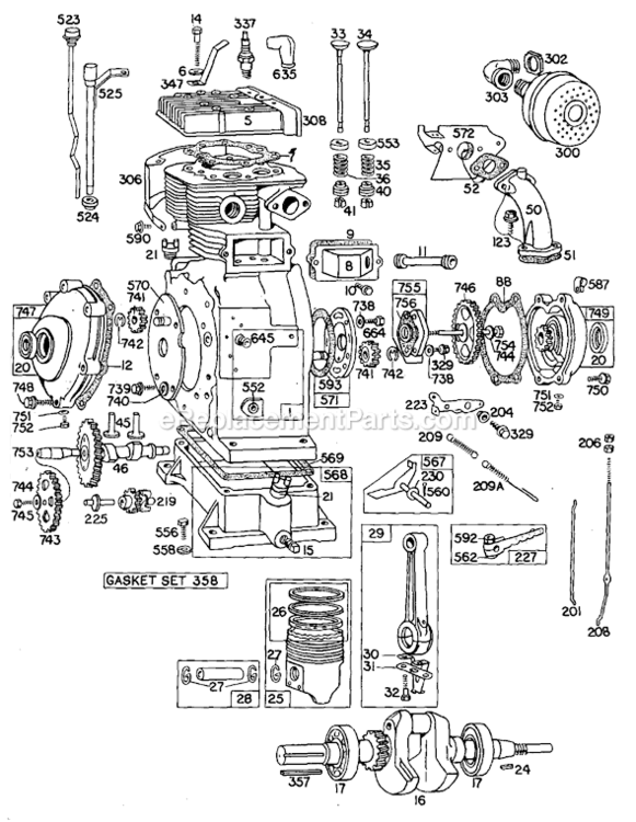 Page A Diagram and Parts List for 320400  Briggs and Stratton Engine